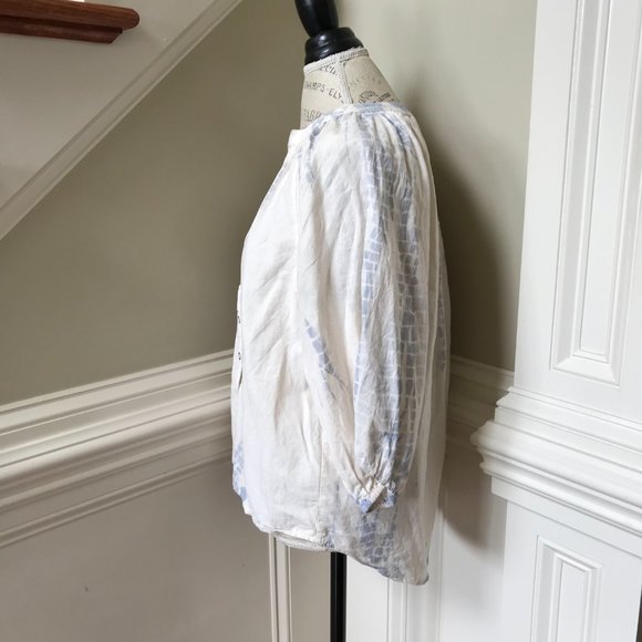 Apiece Apart Mitte Blouse Top Shirt Womens Medium Ivory Blue Button Down Tie Dye - Picture 8 of 11